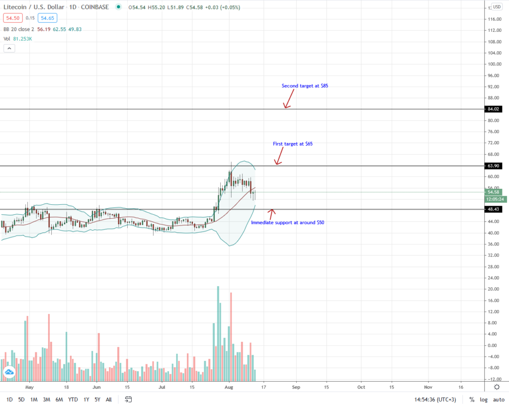 Litecoin Price Daily Chart for Aug 13