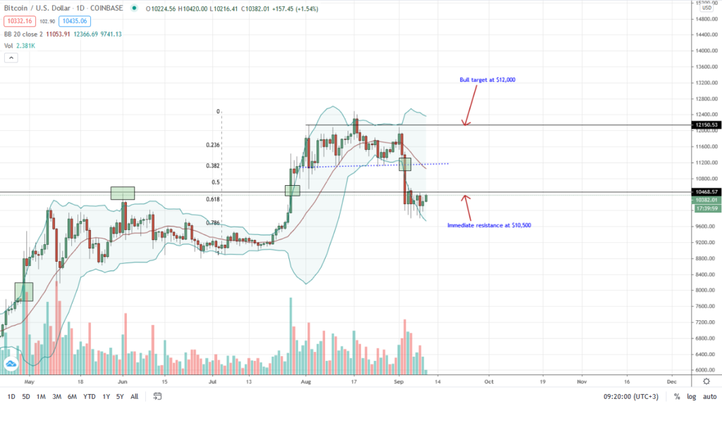 Bitcoin price daily chart by Trading View