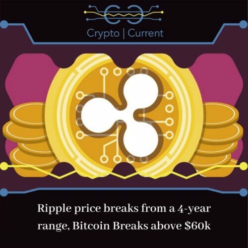 Ripple price breaks from a 4-year range, Bitcoin Breaks above $60k